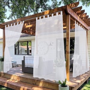 Dairui Tex White Outdoor Sheer Curtains for Patio Tab Top Waterproof Outdoor Voile Drapes