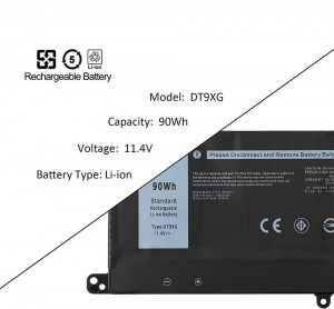 90Wh DT9XG Battery no Dell Alienware Area-51m R1 R2 ALWA51M-D1968W