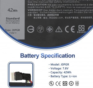 J0PGR Batterie pour Dell Latitude 5285 5290 2-en-1 Série 1WND8 0J0PGR