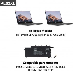 Bateria PL02XL per a HP Pavilion X360 11-n Sèrie 751875-001 HSTNN-LB6B