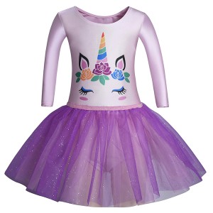 China wholesale Girls Unitard - DANSHOW Girls 3/4 Sleeve Leotard Dance Ballet Dress Kids’ Sparkle Tutu Skirt and Waistband – Hao Yu