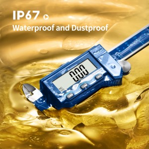 Dasqua Blu 2015-1005-A IP67 Waterproof 0-150 mm Electronic Digital Caliper Accuracy Measuring Tool Stainless hlau nrog nws pib-tawm INC nti/MM/Fractions