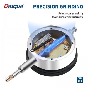 Dasqua 5111-0000 Präzisions-Messuhr, DIN878, Messuhr 0–10 mm, hohe Präzision mit 0,017 mm Genauigkeit