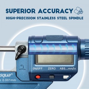 Dasqua 4230-2005 Precision Professional Digital Outside Micrometer 0-1″/0-25mm Measuring Tool ความละเอียด 0.00005″ / 0.001mm พร้อมทั่งทรงกลมแบบดัดแปลง