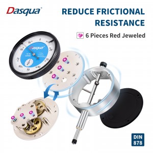 Dasqua 5121-1105 Indicador de esfera de precisión a prueba de golpes Indicador de esfera DIN878 0-10 mm de alta precisión con precisión de 0,017 mm