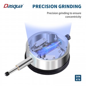 Dasqua 5121-1105 Shock Buktina Precision Dial Gauge DIN878 Dial Indicator 0-10 mm High Precision sareng 0.017mm Akurasi