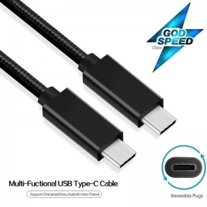 10Gbps USB C għal C Cable, USB3.1 Gen1 C għal C Cable Jappoġġja 4K Vidjo
