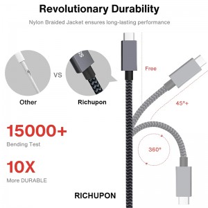 100W USB C till USB C-kabel, USB C 3.2 Gen 2×2-kabel med PD-snabbladdning och 4K-videoutgång