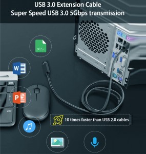 USB Extension Cable, USB 3.0 A Male to USB A Female Cord