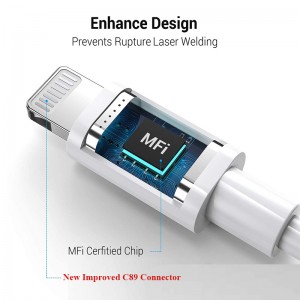 Cable USB A a Lightning, carregador certificat MFi per a Apple iPhone, iPad