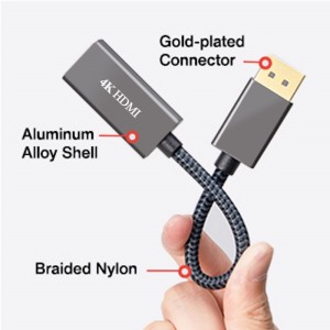 4K 60Hz Gold-plated DP Male to HDMI Female Adapter Cable