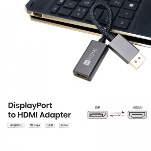 4K 60Hz गोल्ड प्लेटेड DP मेल से HDMI फीमेल अडैप्टर केबल
