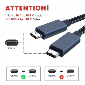 Kabel USB C 100W 20V 5A 8K 60Hz 20Gbps Berfungsi Penuh
