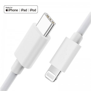 USB C na Weerlig-kabelkoord, MFi-gesertifiseerde iPhone-snellaaierkabellaaier vir Apple iPhone, iPad