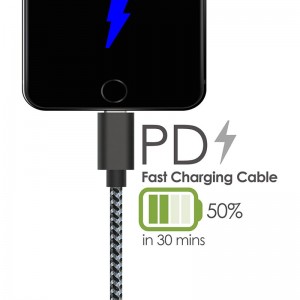 MFI USB C TO Lightning Nylon flätad kabel
