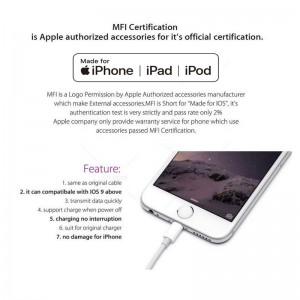 USB A to Lightning Cable Cord, Apple iPhone, iPadக்கான MFi சான்றளிக்கப்பட்ட சார்ஜர்