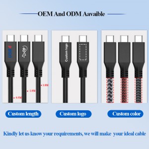 Thunderbolt 4 кабели, 40 Гб/с маалымат өткөрүү, 100 Вт кубаттоо, Thunderbolt 3 жана USB-C түзмөктөрүнө шайкеш