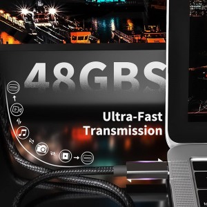 Thunderbolt 4 ڪيبل، 40 Gb/s ڊيٽا جي منتقلي، 100W پاور چارجنگ، Thunderbolt 3 ۽ USB-C ڊوائيسز سان مطابقت