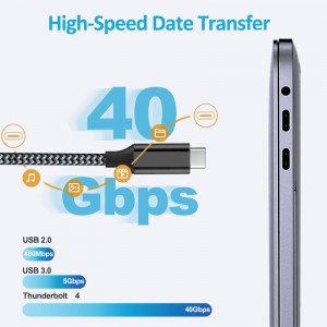USB 4/Thunderbolt 4 Cable na may 100W PD, 40Gb Data Transmission at 8K Video Transmission Function