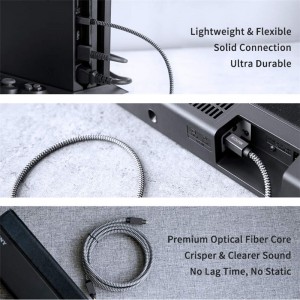 Digitálny optický audio kábel, ultra odolný nylonový opletený optický audio kábel Toslink 24K pozlátený