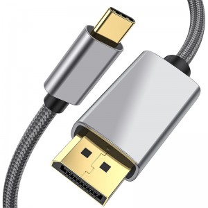 4K 60Hz მაღალი გარჩევადობის USB C-დან DP კაბელი მოოქროვილი კოროზიის მდგრადი კონექტორით