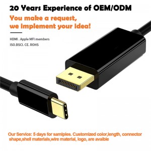 4K 30Hz Nylon geflecht USB C zu DP Kabel fir MacBook