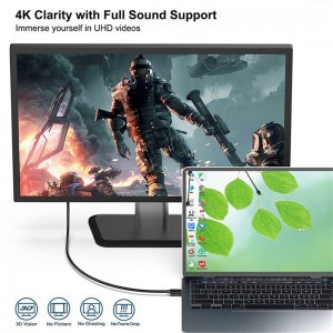 4K 30 Hz nylon fonott USB C-DP kábel MacBookhoz