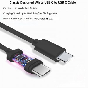 USB 3.0 5Gbps Tipe C kanggo Tipe C PVC Kabel