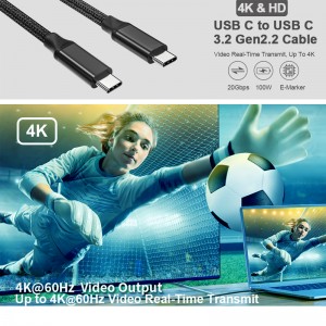 USB C rau USB C Cable, USB 3.2 Gen 2 USB-C Cable