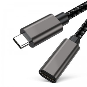 USB C გაფართოების კაბელი, ტიპი C მამრობითი მდედრობითი სქესის გაფართოების კაბელი USB3.1 Gen2 100W სწრაფი დატენვა 10Gbps გადაცემა