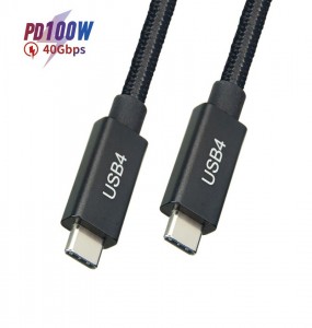 Кабель USB4 з нейлонавай аплёткай 40 Гбіт/с 100 Вт 8K 60 Гц