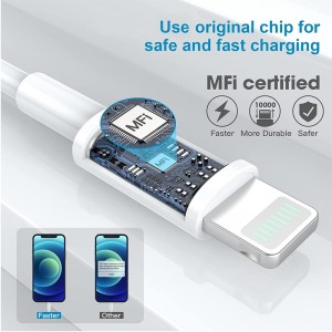 USB A till Lightning-kabelsladd, MFi-certifierad laddare för Apple iPhone, iPad