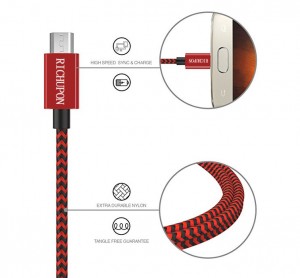 Cable micro USB trenzado de nailon de alta calidad.