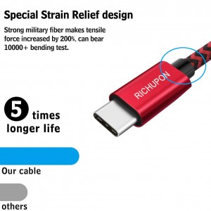 Duurzame nylon gevlochten USB A naar C 3.0-kabel, USB 3.0-kabel