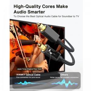 Optický audio kábel Optický kábel s 24K zlatom a odolným nylonovým plášťom