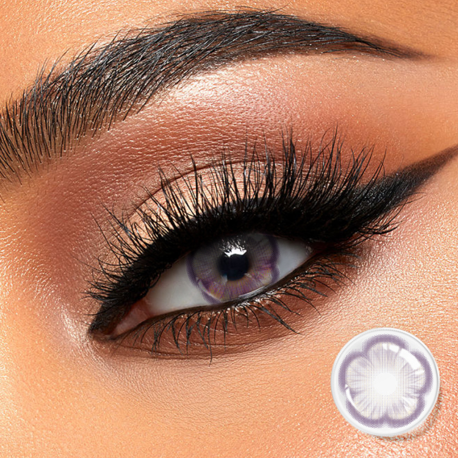 DBeyes OEM lentilles de contact spéciales en forme de pétales violets avec lentille de contact de prescription de boîte d'emballage