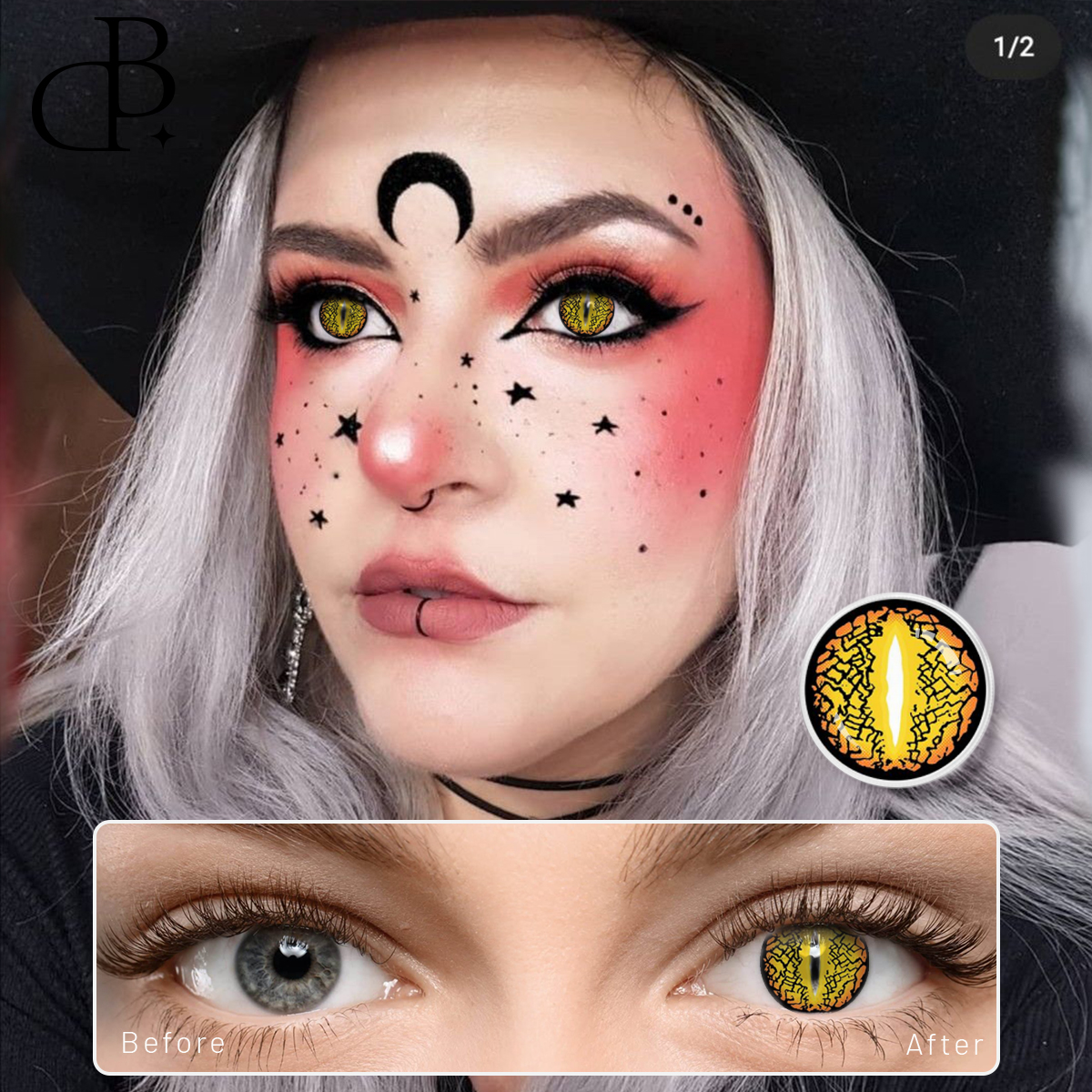 saese 14.5mm New SNAKE EYES yellow Colored Contact Lenses crazy lens halloween color contact lens