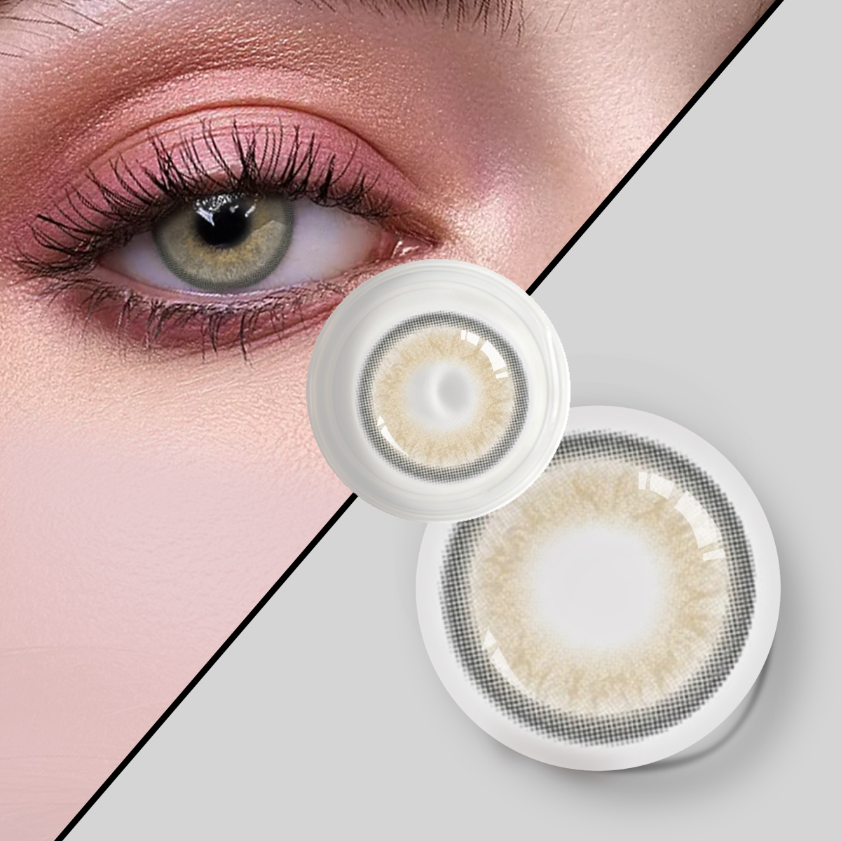 Baskı Fabrikası Sanat Kağıdı Kontakt Lensler Kutu Moda Kozmetik Renkli Göz Kontakt Lens Karton