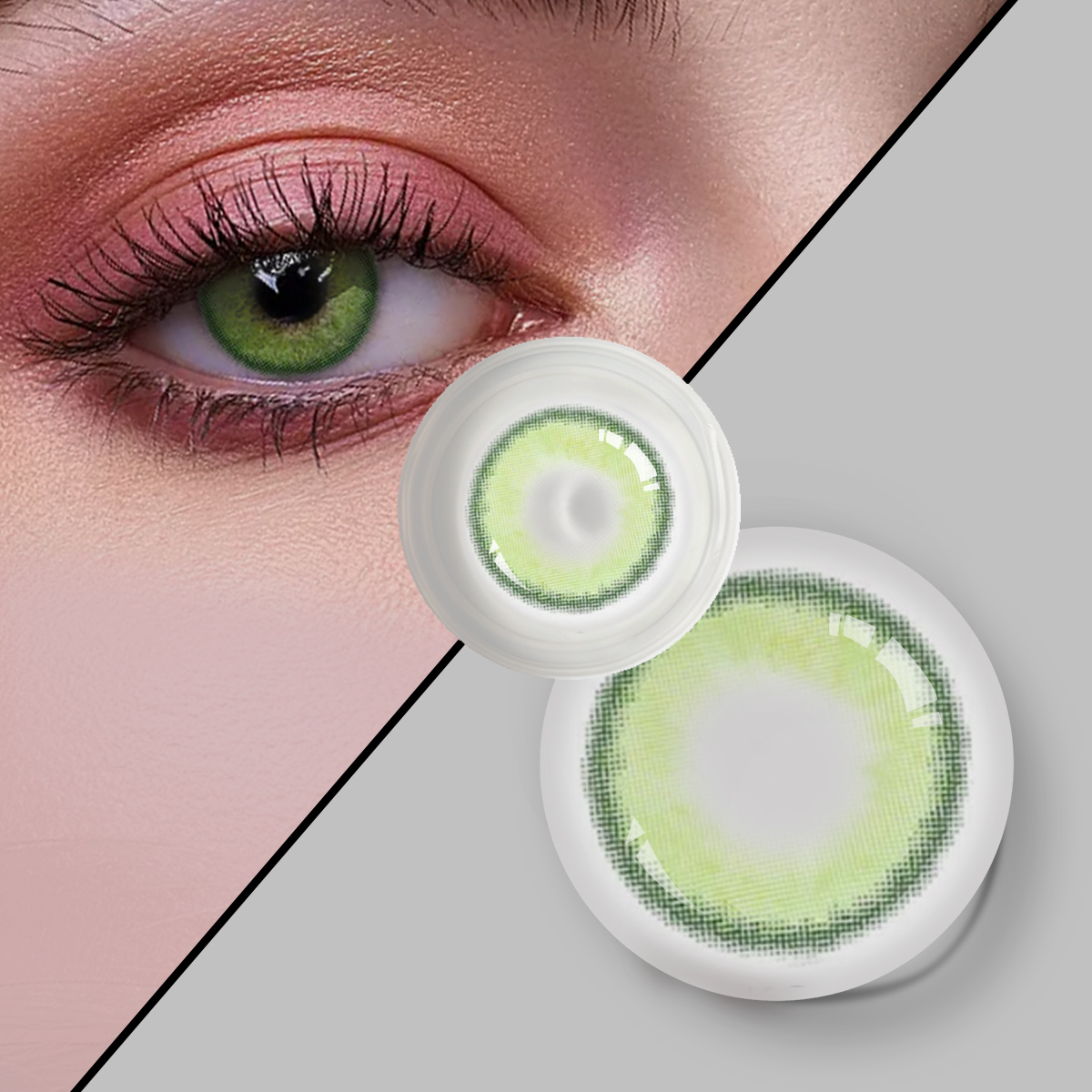Opakowanie kartonowe soczewek kontaktowych DBeyes na soczewki kontaktowe zielone