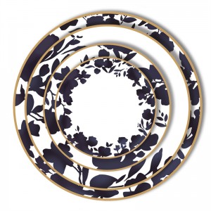 Tinta gaya pola kembang tulang china piring carjer keramik pikeun pihak hotél kawinan