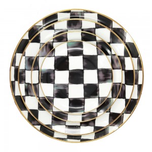 Novo navrhnutý šachovnicový vzor kostený porcelánový set svadobných keramických tanierov