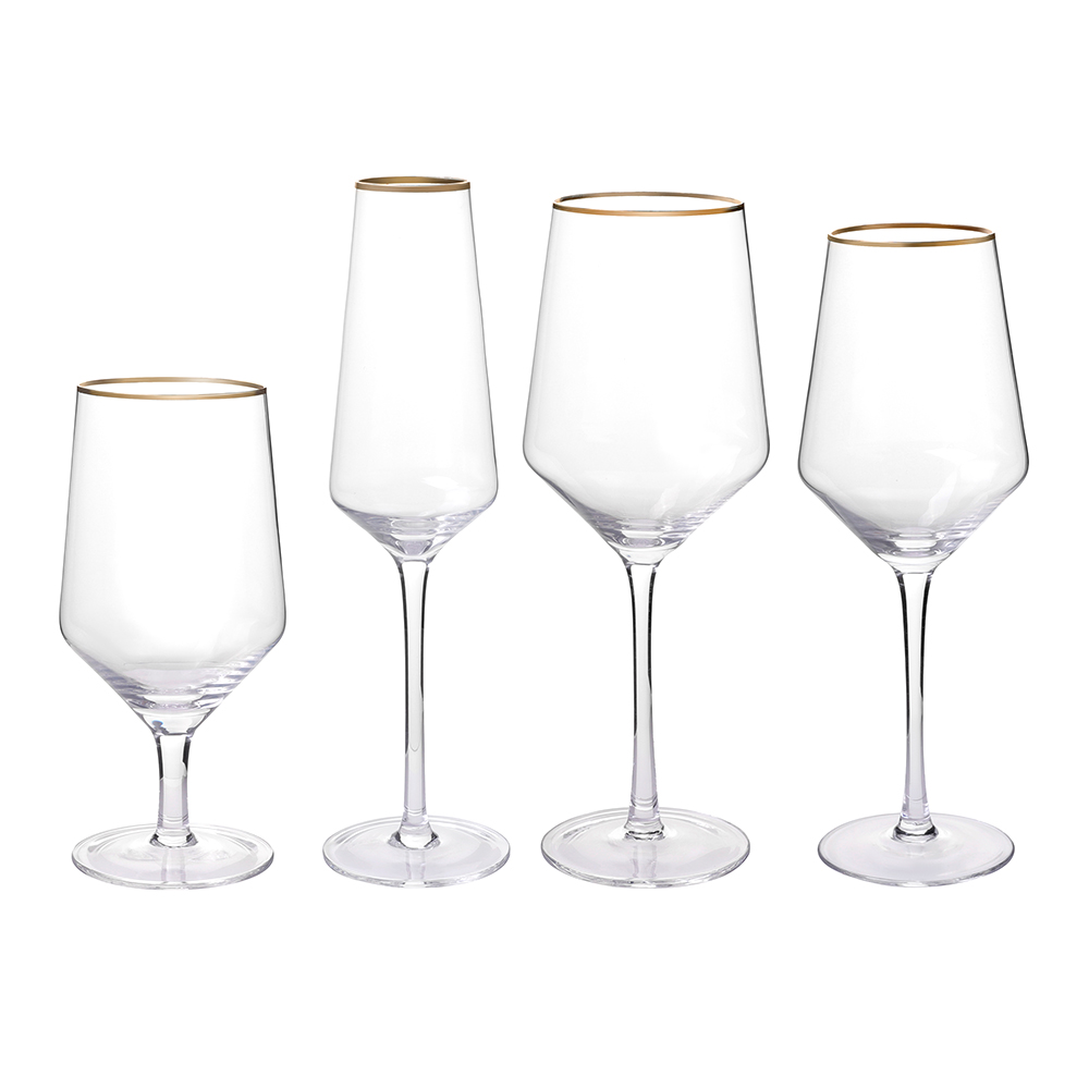 لیوان شیشه ای لبه دار طلایی لیوان شراب آب جام شراب شامپاین تصویر ویژه