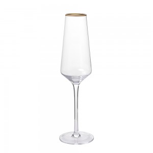 גביע יין שמפניה מים מזכוכית עם מסגרת זהב