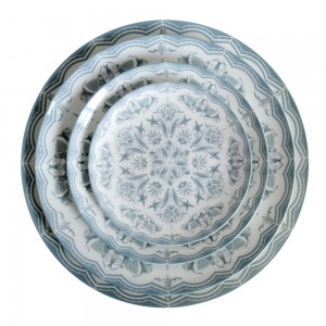 Prato de jantar de cerâmica com padrão de lírio cinza placas de porcelana para casamento