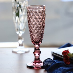 Hot sale diamond champagne glassware colored wine glass cup