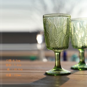 Pahar de sticlă de vin din cristal colorat, ceașcă din sticlă presată
