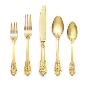 Луксузен сет 304 од златен нерѓосувачки челик кралски садови