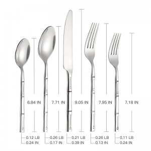 Hot Sale Stainless Steel Silver Bamboo Handle Flatware Set