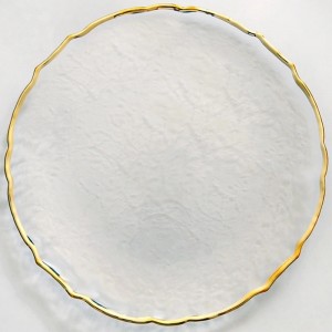 Gold rimmed sun flower clear glass charger plates