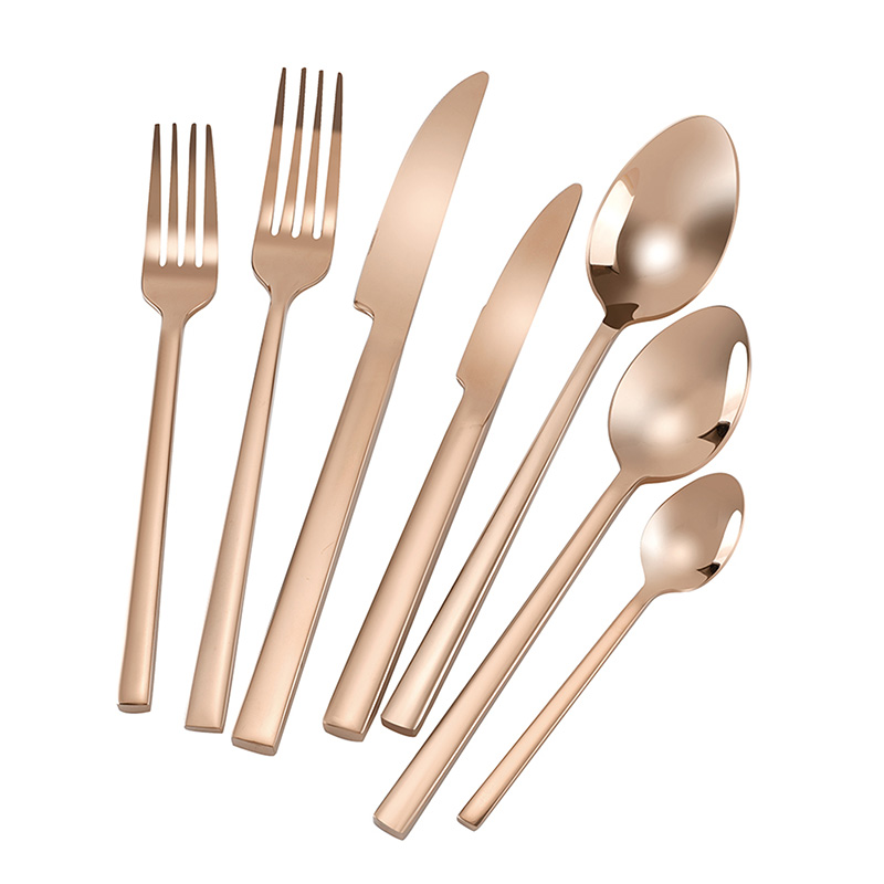 Rose Gold Stainless Steel Cutlery Set Wedding Knife fork Spoon Flatware Set រូបភាពពិសេស